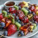 rainbow fruit skewers honey dip