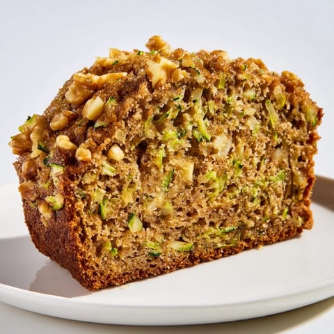 Fragrant, golden-brown zucchini bread, fresh from the oven, offering a delicious homemade treat.