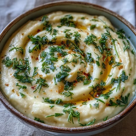 Velvety Parsnip and Herb Soup served warm, garnished with fresh chives and a swirl of cream.