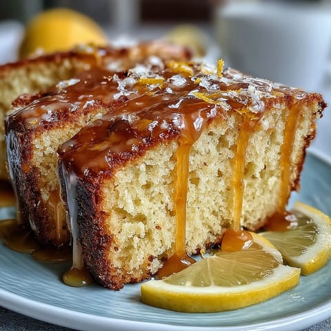 Moist and zesty lemon loaf cake, drizzled with sweet lemon syrup, ideal for citrus lovers and bakers alike.