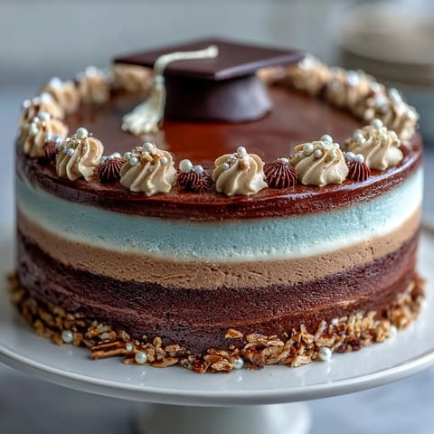 High school graduation ombre layer cake with silky buttercream frosting and gold pearls.