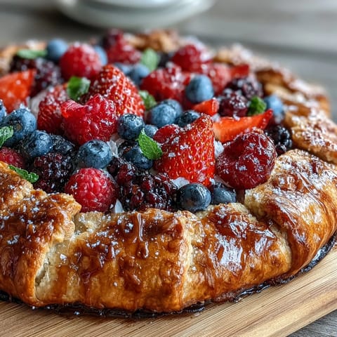 Summer Berry Galette with Almond Crust, showcasing a golden, flaky crust bursting with fruit.
