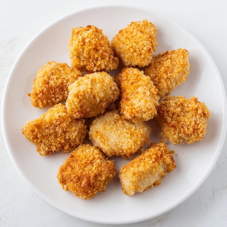 Homemade popcorn chicken with a crunchy, seasoned exterior; perfect for parties or a quick bite.