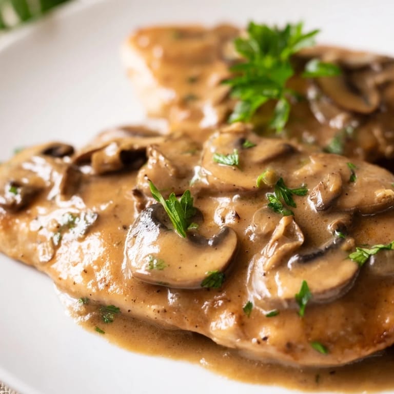 Creamy Chicken Marsala with tender chicken, rich Marsala wine sauce, and al dente pasta for a comforting meal.