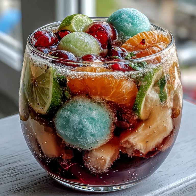 Vibrant punch bowl filled with rainbow sherbet, chilled Sprite, and pineapple juice, served with fruit slices for graduation festivities.