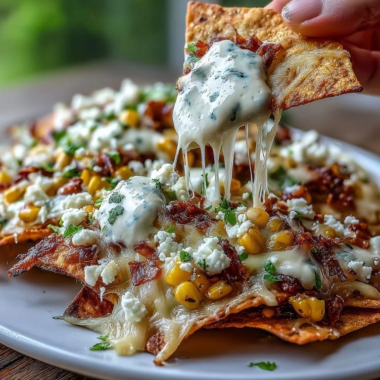 Enjoy these festive Elote Nachos, a perfect party appetizer with zesty lime wedges.