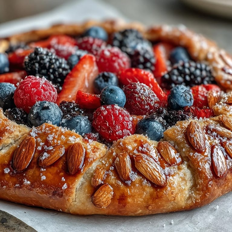 Rustic Summer Berry Galette with Almond Crust, perfect warm with ice cream.