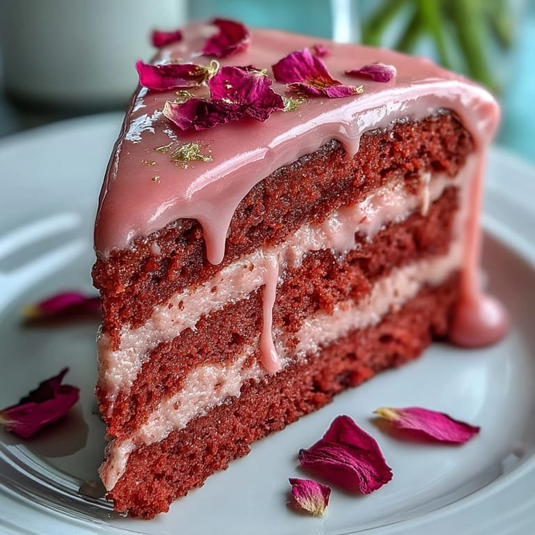 A beautiful pink bridal shower cake drizzled with edible gold accents.