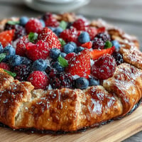 Summer Berry Galette with Almond Crust, showcasing a golden, flaky crust bursting with fruit.